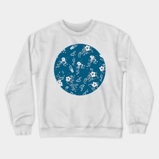 Bold blue and white floral Crewneck Sweatshirt